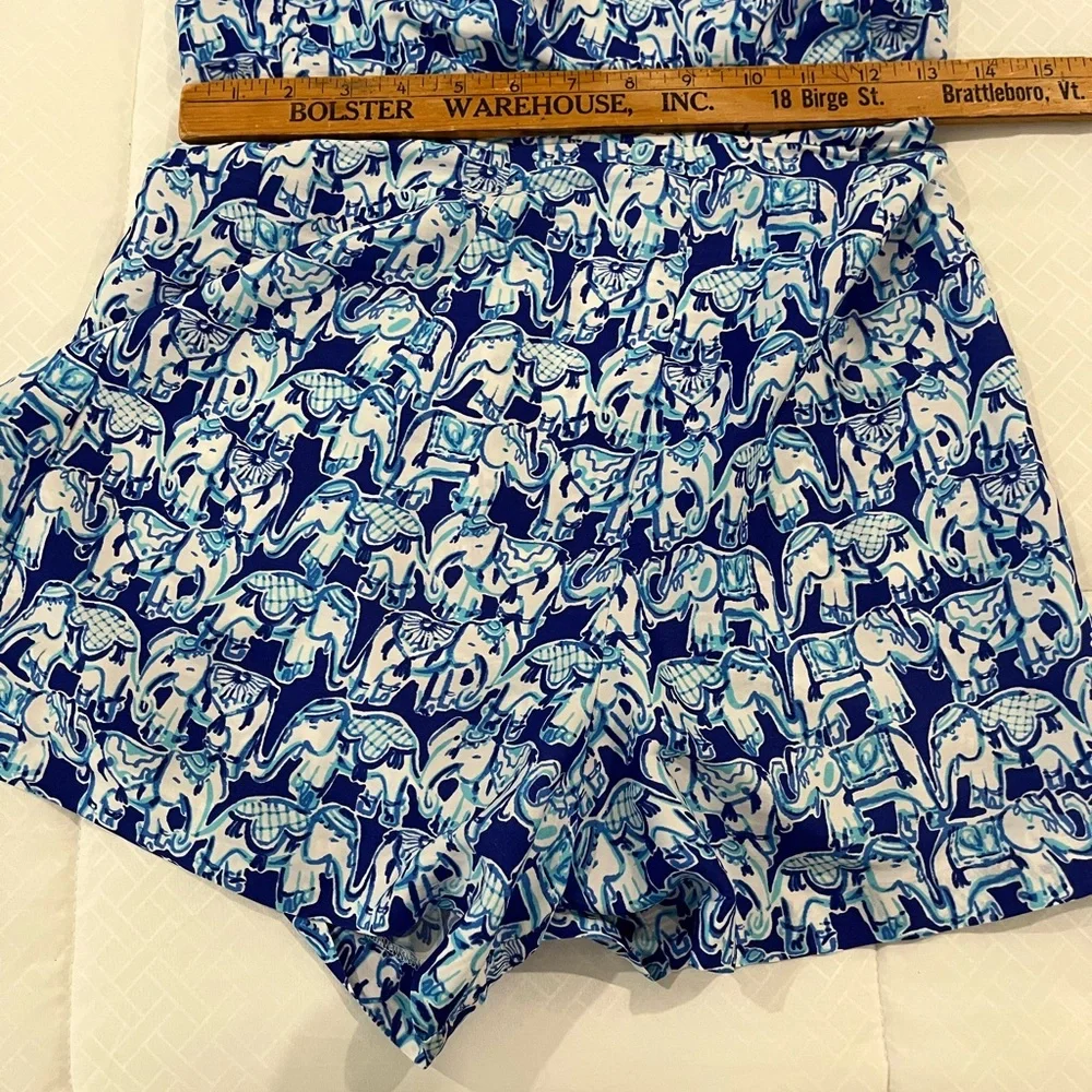 Lilly Pulitzer Romper Elephant Blue White Spaghetti Strap Size 0 summer - Picture 6 of 13